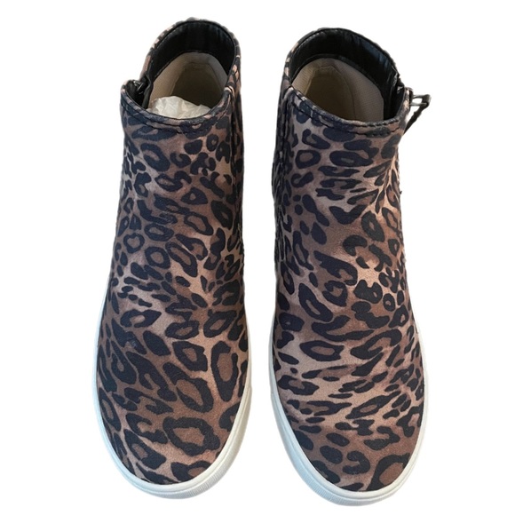 Naturalizer Brown Leopard Cheetah Leather Celeste Side Zipper High Top Sneaker - Picture 4 of 12